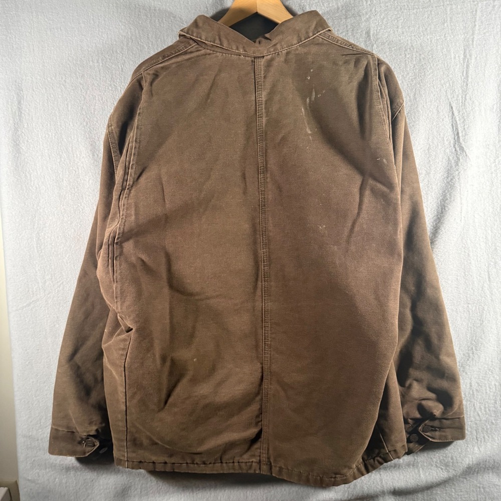 Vintage Tough Duck Brown Canvas Chore Jacket XL Blanket Lined Work Coat Canada - Picture 4 of 5